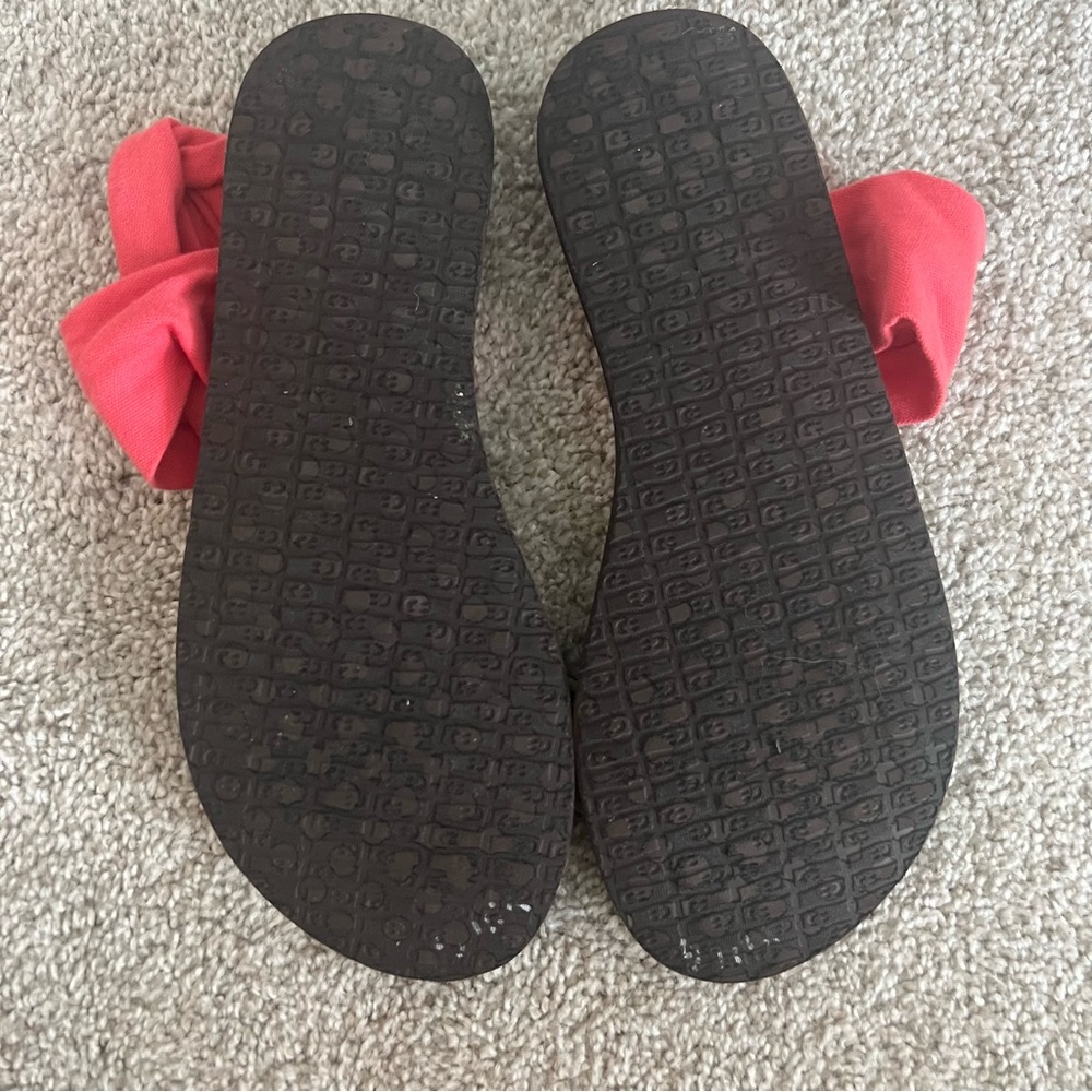 Sanuk Yoga Sling 2 Coral Pink Slip On Strappy Sandals - Picture 2 of 4